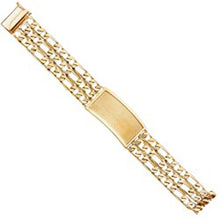 Load image into Gallery viewer, 14K Yellow Gold 3L Nugget Figaro Link ID Bracelet