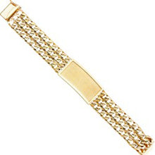 Load image into Gallery viewer, 14K Yellow Gold 3L Nugget Cuban Link ID Bracelet