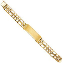 Load image into Gallery viewer, 14K Yellow Gold 2L Nugget Figaro Link ID Bracelet