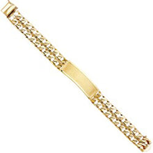 Load image into Gallery viewer, 14K Yellow Gold 3L Nugget Cuban Link ID Bracelet