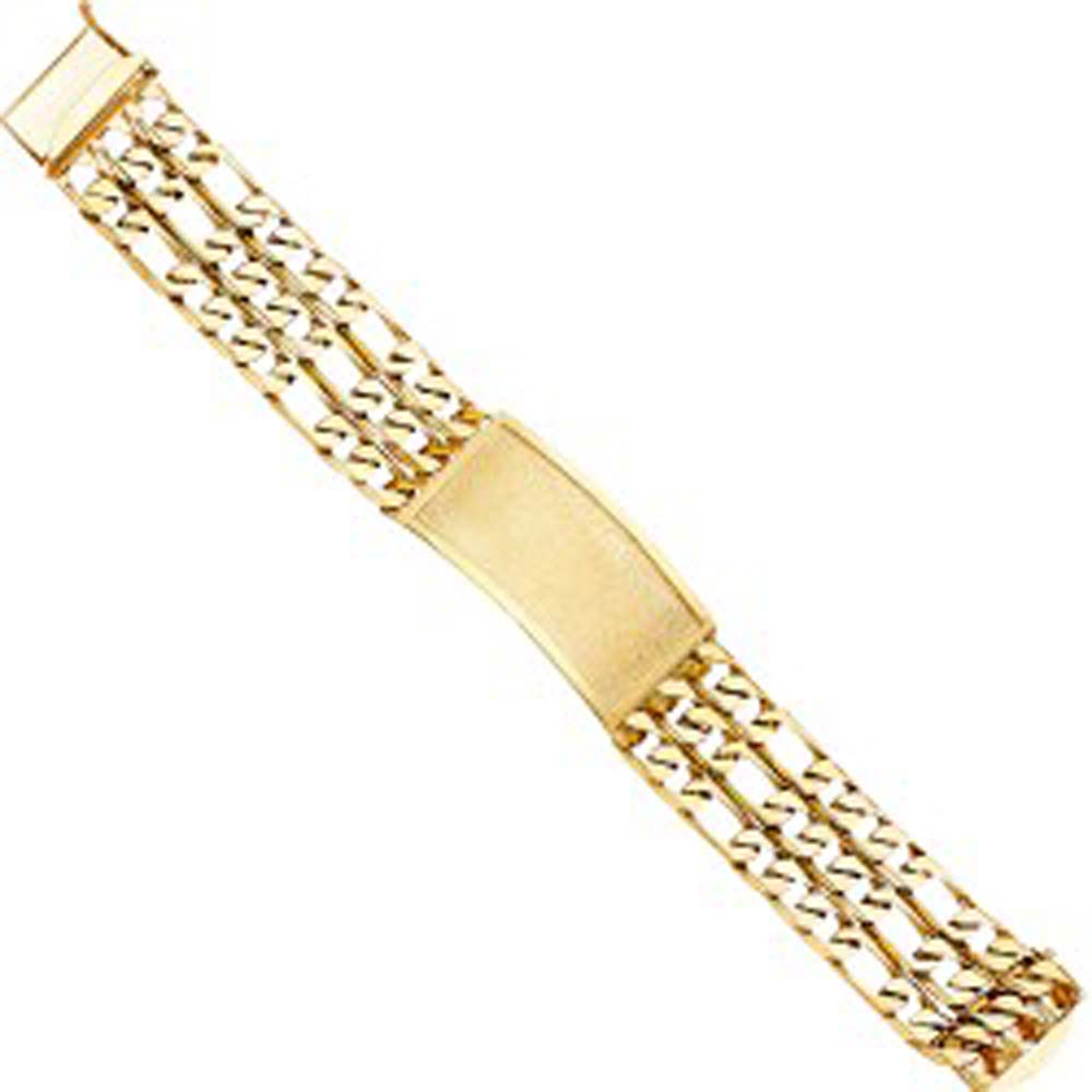 14K Yellow Gold 3L Figaro Link ID Bracelet