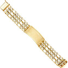 Load image into Gallery viewer, 14K Yellow Gold 3L Figaro Link ID Bracelet