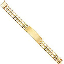 Load image into Gallery viewer, 14K Yellow Gold 2L Figaro Link ID Bracelet
