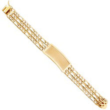 Load image into Gallery viewer, 14K Yellow Gold 3L Light Nugget Figaro Link ID Bracelet