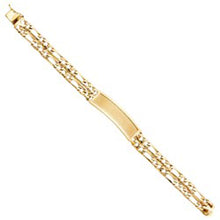 Load image into Gallery viewer, 14K Yellow Gold 2L Light Nugget Figaro Link ID Bracelet