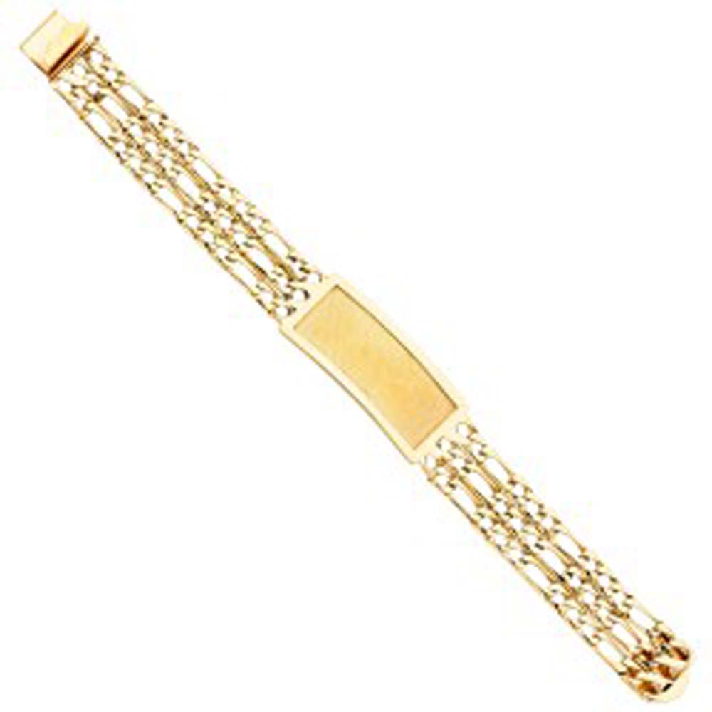 14K Yellow Gold 3L Light Figaro Link ID Bracelet
