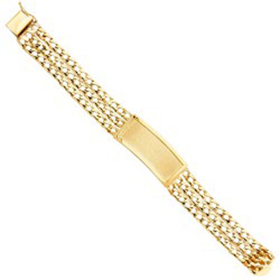 14K Yellow Gold 3L Light Cuban Link ID Bracelet