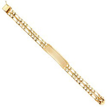 Load image into Gallery viewer, 14K Yellow Gold 2L Light Figaro Link ID Bracelet