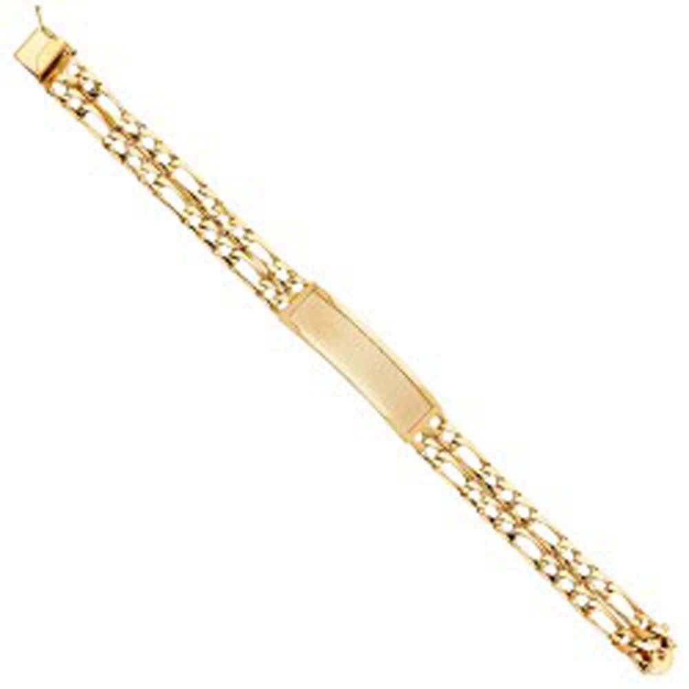 14K Yellow Gold 2L Light Figaro Link ID Bracelet