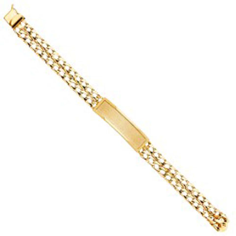 14K Yellow Gold 2L Light Cuban Link ID Bracelet