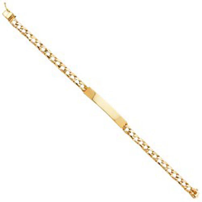 14K Yellow Gold Light Nugget Cuban Link ID Bracelet