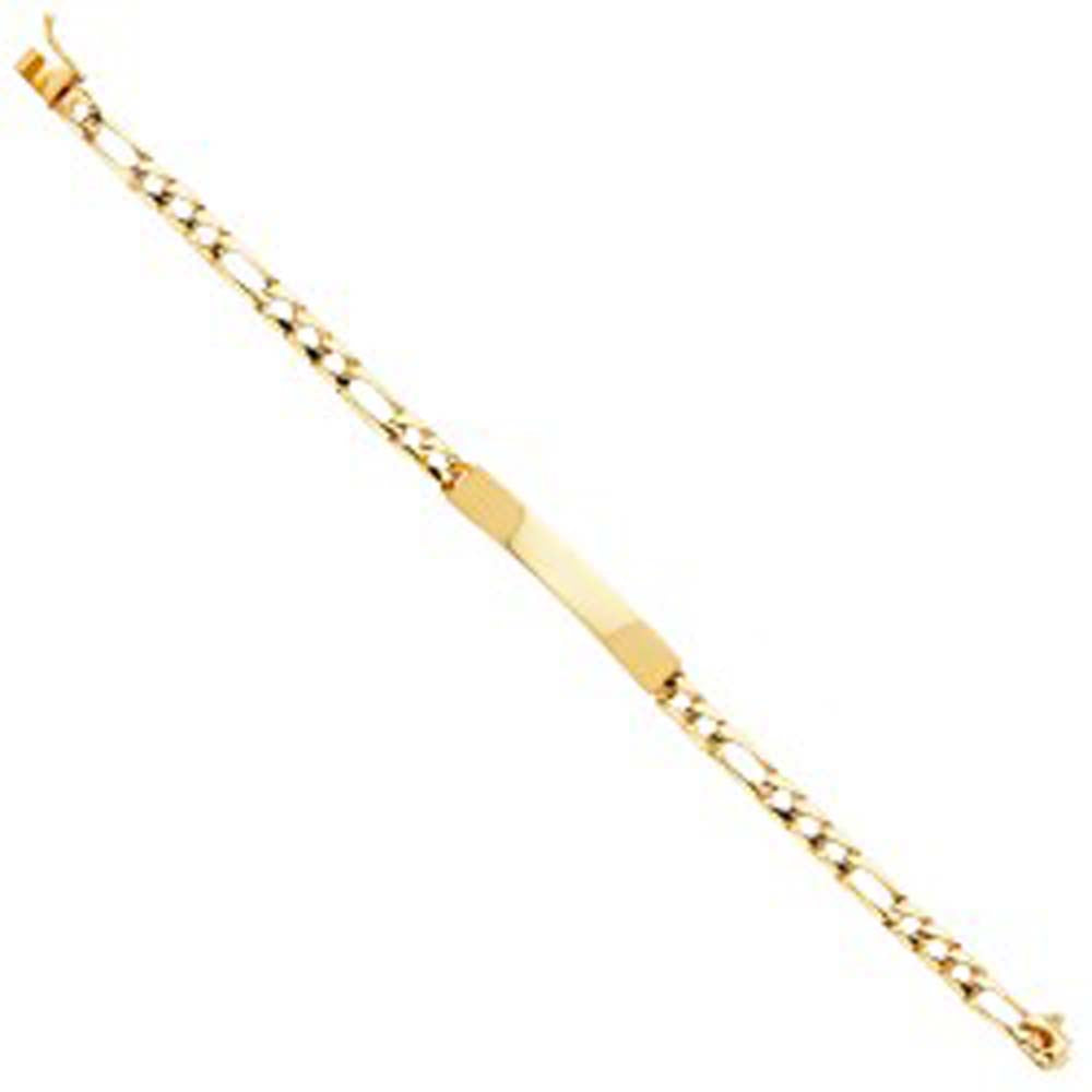 14K Yellow Gold Light Figaro Link ID Bracelet