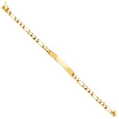 14K Yellow Gold Light Figaro Link ID Bracelet