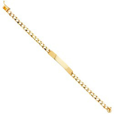 14K Yellow Gold Light Cuban Link ID Bracelet