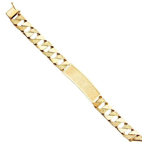 14K Yellow Gold Nugget Cuban Link ID Bracelet