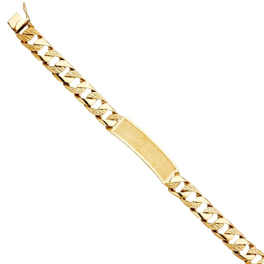 14K Yellow Gold Nugget Cuban Link ID Bracelet