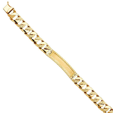 14K Yellow Gold Nugget Cuban Link GRK ID Bracelet