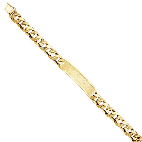 14K Yellow Gold Nugget Cuban Link ID Bracelet