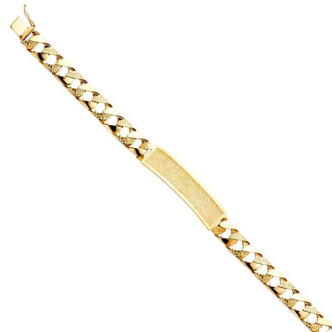 14K Yellow Gold Nugget Cuban Link ID Bracelet