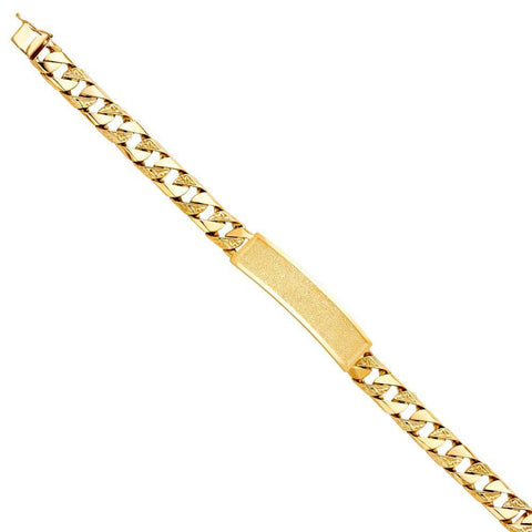 14K Yellow Gold Nugget Cuban Link ID Bracelet