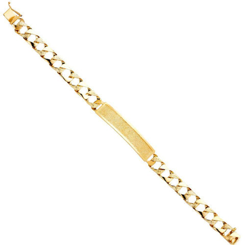 14K Yellow Gold Nugget Cuban Link ID Bracelet