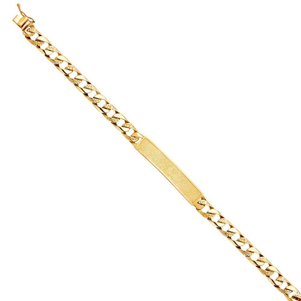 14K Yellow Gold Nugget Cuban Link ID Bracelet