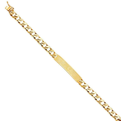 14K Yellow Gold Nugget Cuban Link ID Bracelet