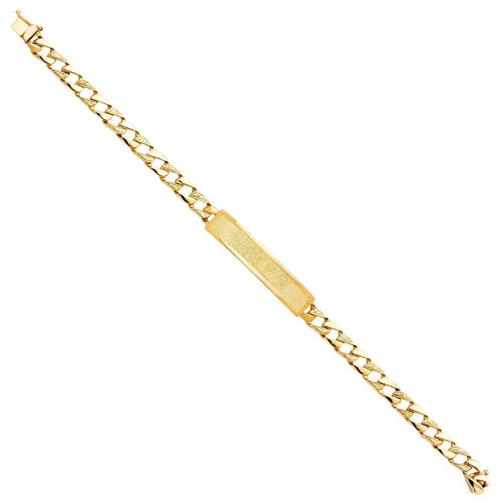 14K Yellow Gold Nugget Cuban Link ID Bracelet