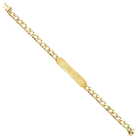 14K Yellow Gold Nugget Cuban Link ID Bracelet