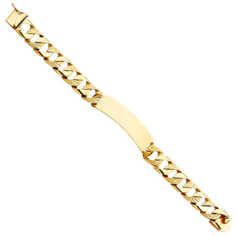 14K Yellow Gold Nugget Cuban Link ID Bracelet