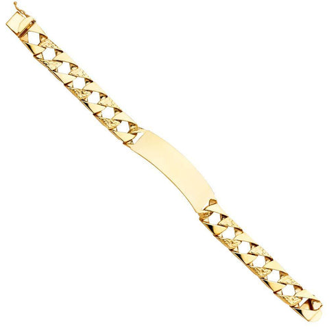 14K Yellow Gold Nugget Cuban Link ID Bracelet