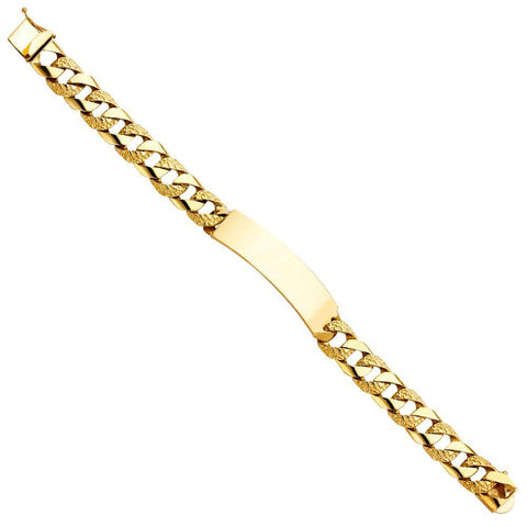 14K Yellow Gold Nugget Cuban Link ID Bracelet