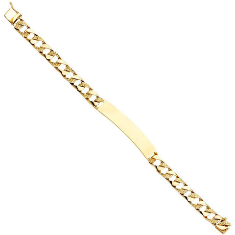 14K Yellow Gold Nugget Cuban Link ID Bracelet