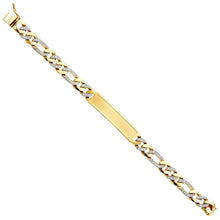 Load image into Gallery viewer, 14K Yellow Gold CZ Figaro Link ID Bracelet