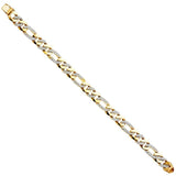 14K Yellow Gold CZ Figaro Link ID Bracelet