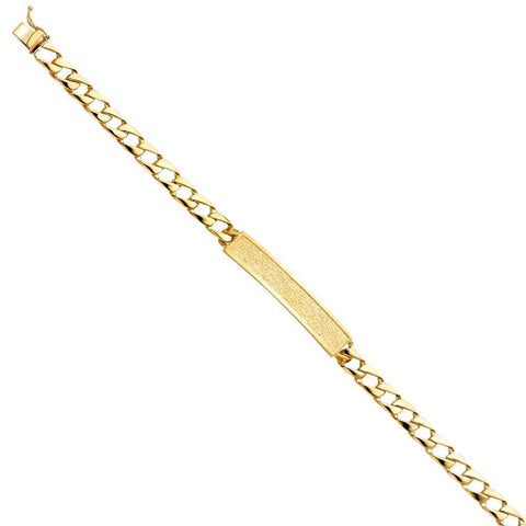 14K Yellow Gold Cuban Link ID Bracelet