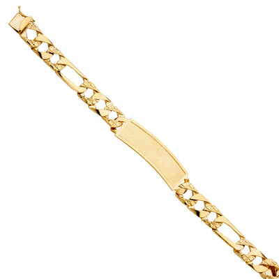 14K Yellow Nugget FIGARO LINK F-ID BRACELET