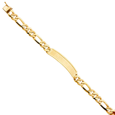 14K Yellow Nugget FIGARO LINK F-ID BRACELET