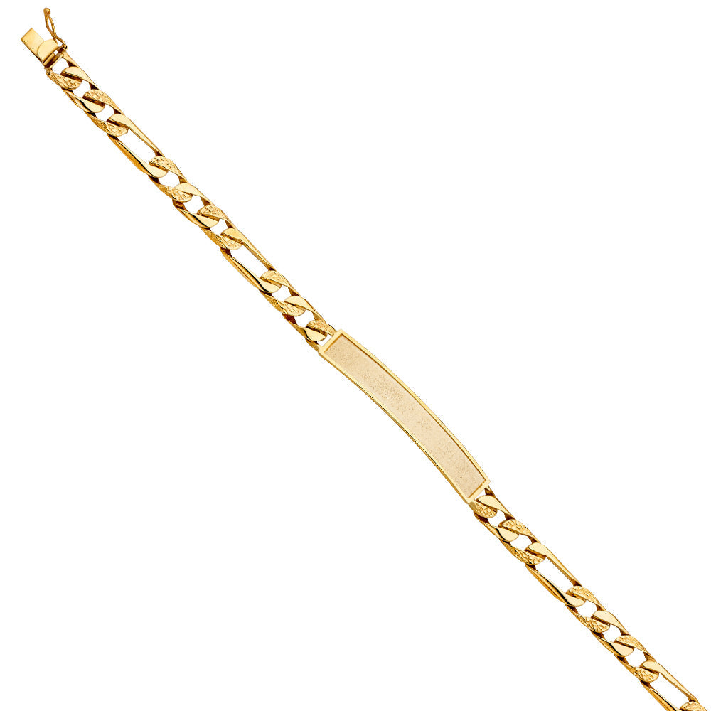 14K Yellow Nugget FIGARO LINK F-ID BRACELET