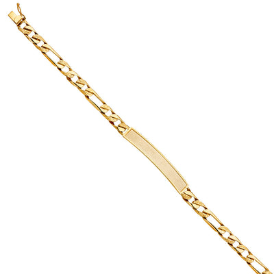14K Yellow Nugget FIGARO LINK F-ID BRACELET