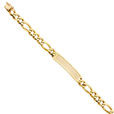 14K Yellow FIGARO LINK F-ID BRACELET