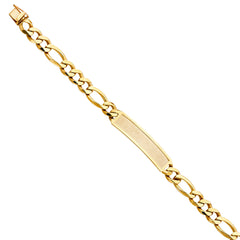 14K Yellow FIGARO LINK F-ID BRACELET