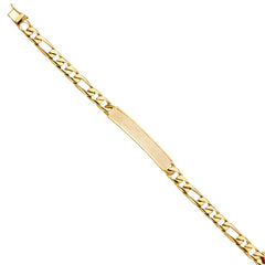 14K Yellow FIGARO LINK F-ID BRACELET