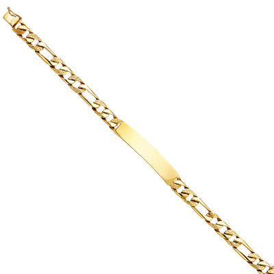14K Yellow Nugget FIGARO LINK ID BRACELET