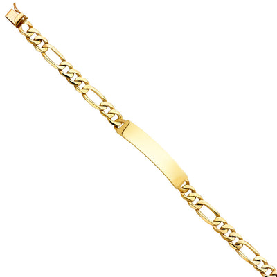 14K Yellow FIGARO LINK ID BRACELET