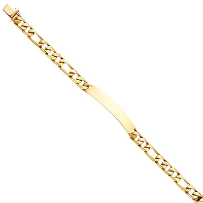 14K Yellow FIGARO LINK ID BRACELET