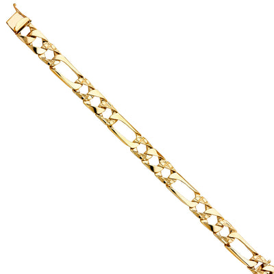 14K Yellow NUGGET FIGARO LINK BRACELET