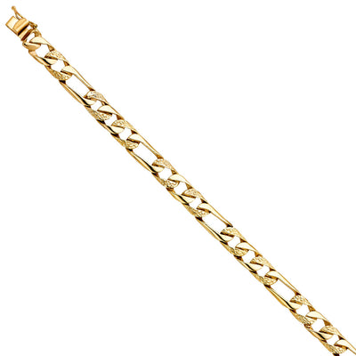 14K Yellow NUGGET FIGARO LINK BRACELET