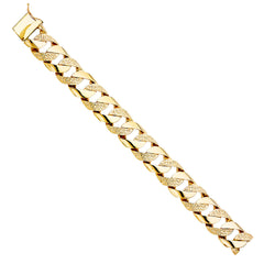 14K Yellow NUGGET CUBAN LINK BRACELET