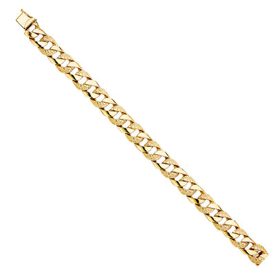 14K Yellow NUGGET CUBAN LINK BRACELET